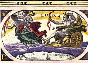 Représentation de la lune. Gravure du 17ème siècle. - Unknown artist