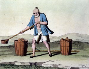 Culture du riz en Chine. Estampe du 19ème siècle - Unknown artist