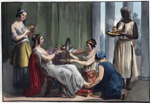 Dame romaine à sa toilette - gravure de « Usi e Costumi di Tutti i Popoli dell
