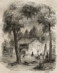 Rousseau à Môtiers (Canton de Neuchâtel) - Illustration pour les « Confessions » de Jean-Jacques Rousseau - gravure de 1849 - Unknown artist