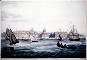 Hôpital Royal de Greenwich sur la Tamise, Angleterre.