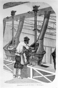 Manufacture royale de tabac : broyage du tabac. Gravure du 19ème siècle