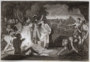 Bible de Royaumont, Nouveau Testament : Naufrage de Saint Paul. Il est mordu par une vipère sans aucun mal. Illustration de 1811. - Unknown artist