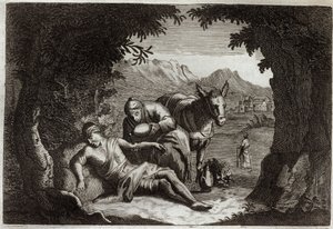 Bible de Royaumont, Nouveau Testament : La parabole du Bon Samaritain. Le Samaritain s