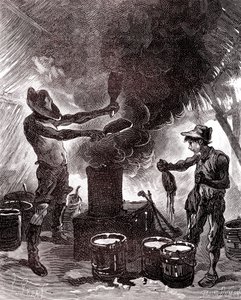 Préparation du caoutchouc ou vulcanisation dans la forêt brésilienne - Unknown artist