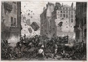 Rue Saint-Antoine pendant les Trois Glorieuses (juillet 1830) - Révolution de 1830 Combats de barricades rue Saint-Antoine en 1830