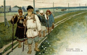 Voyageurs russes à pied au XIXe siècle - Unknown artist