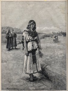 Ruth travaillant dans le champ de Booz (Ruth et Booz) - gravure d