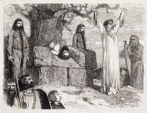 Sacrifice humain par des druides - dans « La Bretagne ancienne et moderne » de Pitre-Chevalier, édité par W. Coquebert - Unknown artist