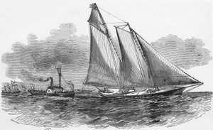 Voile : America aux régates de Cowes prenant la tête de la course - gravure, Bibl. des arts déco - Unknown artist
