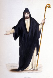 Saint Benoît de Nursie (né à Nurcie en Ombrie vers 480 - 527). Gravure d