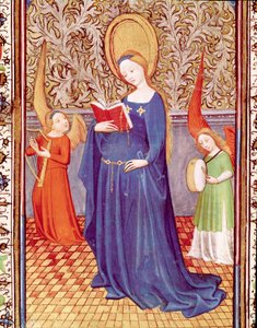 Sainte Cécile entourée de deux anges musiciens