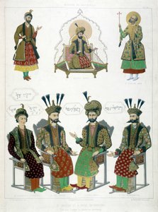 Saint Chalva (en haut à droite) et quatre rois géorgiens du XVIe siècle - Unknown artist