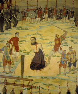 Saint Pierre Dumoulin Borie, Martyr à Dong Hoi, Tonkin en 1838. Peinture anonyme du 19ème siècle.