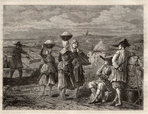 Marais salants en Bretagne - Paludiers et sauniers en Bretagne (France), marais salants - gravure dans 