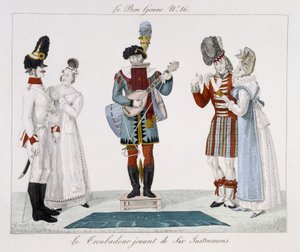 Saltimbanques : Le troubadour jouant de six instruments - dans «Le Bon Genre», début 19e siècle - Unknown artist