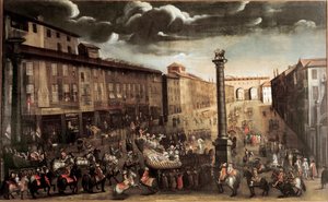 Place San Babila pendant le carnaval, Milan - Unknown artist