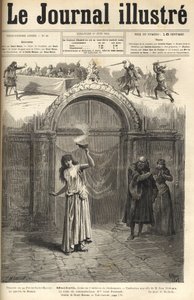 Sarah Bernhardt : Lady Macbeth dans "Macbeth", drame de Shakespeare, adapté par Jean Richepin - Théâtre de la Porte Saint-Martin - gravure dans "Le journal illustré" de 1884 - Unknown artist