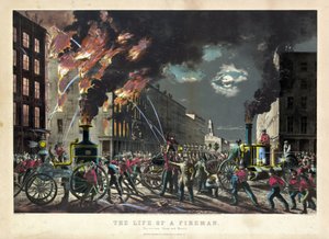 Scène de la vie quotidienne des pompiers américains - Unknown artist
