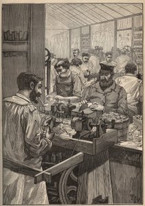 Écume de mer : fabrication de pipes en écume de mer. Gravure de 1885 dans "Les arts et métiers illustrés" par Adolphe Bitard. - Unknown artist