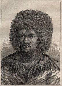 Deuxième voyage (1772-1775) du capitaine James Cook (1728-1779) : portrait de O-Too (O Too), roi de Tahiti - illustration tirée de « Les grands marins du XVIIIe siècle »