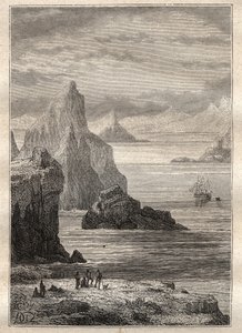 Deuxième voyage (1772-1775) du capitaine James Cook (1728-1779) : vue du canal de Noël, Terre de Feu - illustration tirée de 