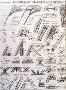 Ensembles et détails des arches décoratives de la Tour Eiffel - dessin industriel - Unknown artist