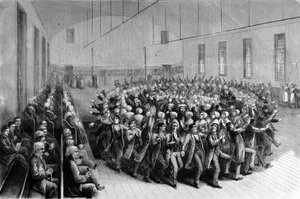 Procession religieuse des Shaking Quakers (danse) à New York. Illustration du 19ème siècle - Unknown artist
