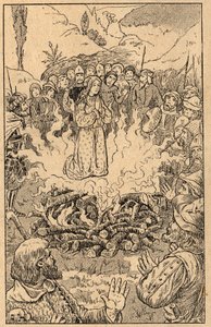 Elle reste au milieu des flammes... Sainte Rose de Viterbo (1233-1252). Gravure de la fin du XIXe siècle. Collection privée. - Unknown artist
