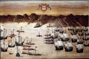 Navires dans le port de Gênes - Unknown artist