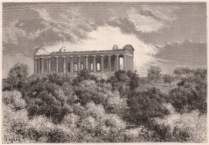 Vue latérale du temple hellénique antique de la Concorde à Agrigente en Sicile, Italie - Unknown