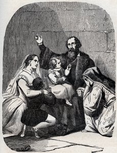 Sir Thomas More (Morus) (1478-1535) et sa fille Margaret et enfants en prison - Unknown artist