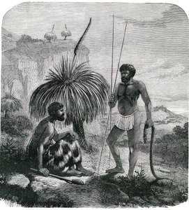 Chasseurs de serpents en Australie. Gravure 1868 - Unknown artist