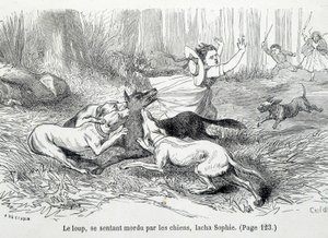 Sophie et le loup - dans « Les Malheurs de Sophie » par la Comtesse de Ségur, Hachette - Unknown artist