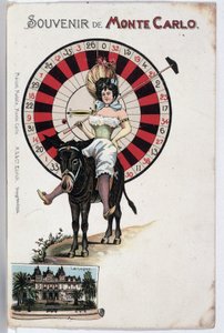 Carte postale souvenir de Monte Carlo, fin du 19ème siècle - Unknown artist