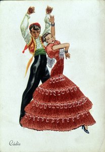 Danseurs de flamenco espagnols en costumes traditionnels