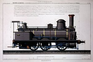 Locomotive à vapeur - dessin au lavis - Unknown artist