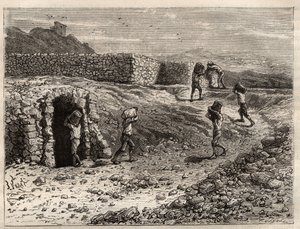 Soufre - Une mine de soufre à Girgenti, Sicile - gravure dans 