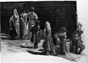 Superstition : la contemplation des étoiles par les habitants des villages de Sicile. Gravure du XIXe siècle - Unknown artist