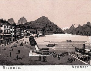 Suisse : vue de la ville de Brunnen - Unknown artist
