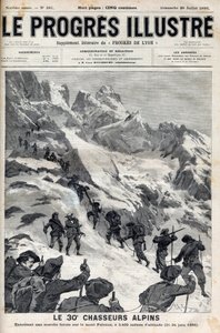 Les 30e chasseurs alpins effectuant une marche forcée sur le mont Pelvoux à 3400 mètres d