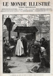La bénédiction des œufs de Pâques en Galicie (Petite Russie) - gravure dans « Le Monde illustré » de 1895 - Unknown artist