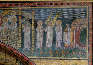 Les bienheureux conduits par un ange : détail de l