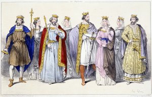 Les Carolingiens : Hugues Capet, Adélaïde, Robert, Constance, Henri Ier, Anne de Russie, Berthe, Philippe Ier - dans Rois et Reines de France en estampes, Paris, éd. Swift