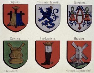 Les armoiries de Gand (Spécimen des armoiries du Moyen Âge) : Friebriers, Cusserands, Merciers, Épiciers, Cordonniers, Meuniers - Unknown artist