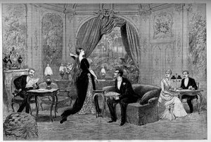 Le comte de Riverolles, Francine, Stanislas de Grandredon, Thérèse Smith et Henri de Simeux, personnages de la pièce « Francillon », comédie d