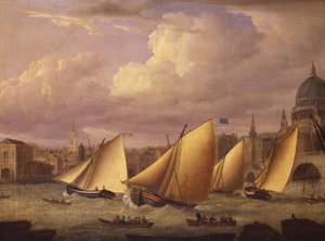 La flotte de Cumberland courant au-dessus du pont de Londres, 1782 - Unknown