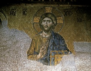 La Deesis. Détail du Christ, milieu du XIIe siècle (mosaïque) - Unknown artist