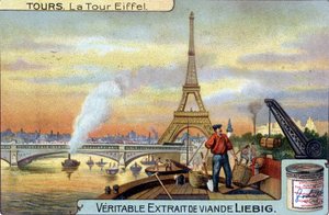 La tour Eiffel vue de la Seine à Paris le soir - Unknown artist