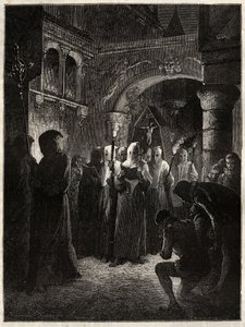 Le roi de France Henri III (1551-1589) en habit de pénitent blanc - Procession de la Confrérie instituée par le roi le 23/03/1585 (Roi de France Henri III en procession de pénitent blanc) - Unknown artist